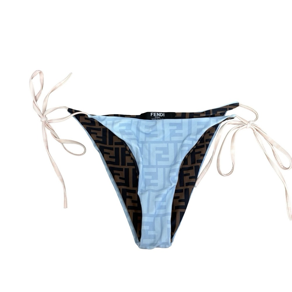 Fendi Bikini Bottom Reversible Brown Zucca Monogram/Sky Blue FF Pattern Small